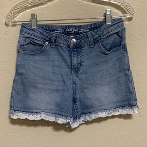 Cat & Jack Women's Light Blue Jean Shorts with Lace Trim